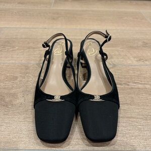 Sam Edelman Black Square Toe Slingback Heels